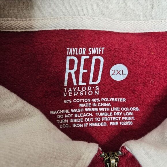 TAYLOR SWIFT Red Taylor's Version All Too Well zip polo sweatshirt sweater 2XL - Picture 7 of 13